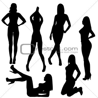 Set of sexy naked women silhouettes