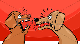 angry barking dogs cartoon illustration