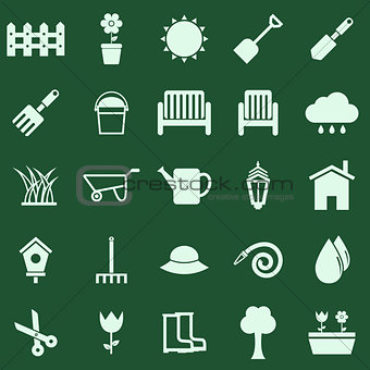 Gardening color icons on green background