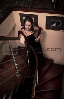 aristocratic lady on stairs