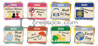 World holidays. March
