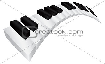 Piano Black and White Wavy Keyboard 3D Illustration
