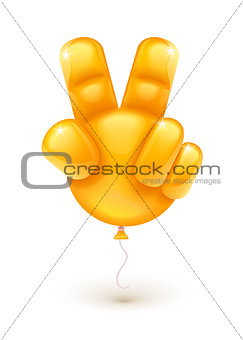 Balloon as hand showing victory symbol