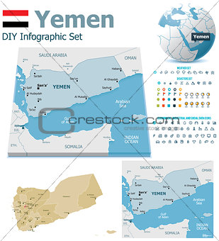 Yemen maps with markers