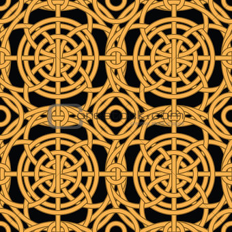 Ethnic gold interlaced - seamless vector pattern