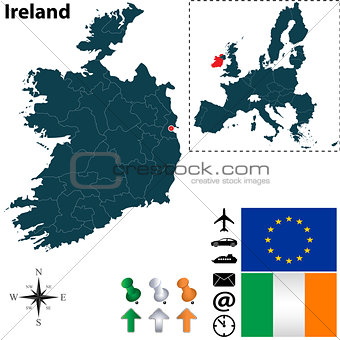 Map of Ireland with European Union