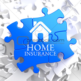Insurance - Home Icon on Blue Puzzle.