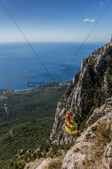 View over cable car from mountain Ai Petri near Yalta