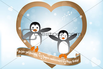 Birthday card with singing penguins