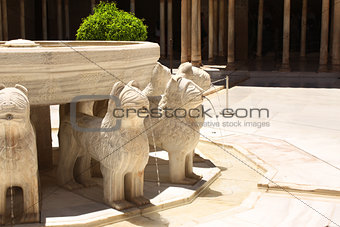 Lion fountain in Alhambra Castle, Spain
