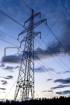 Electrical tower at dusk