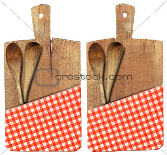 Cutting Board with Ladles and Tablecloth