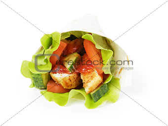 wheat tortilla with chicken and vegetables