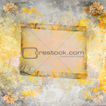 Wooden frame on autumn background 