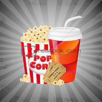 Grey Grungy Background With Popcorn