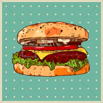 colored background with a hamburger