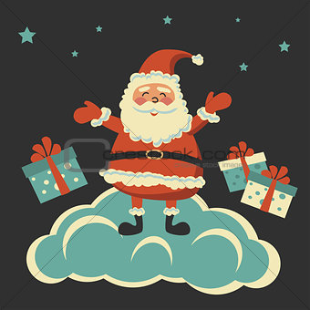 colored background with Santa Claus