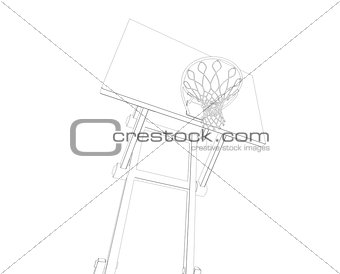 Basketball court. Wire frame