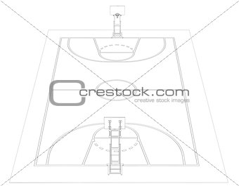 Basketball court. Wire frame