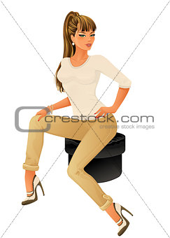 Beautiful woman sitting