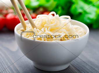 Noodles in a bowl