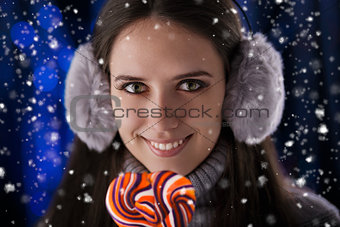 Winter Girl with Lollypop