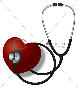 Stethoscope Listening to Heart Beat Illustration