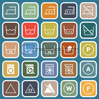 Laundry flat icons on blue background