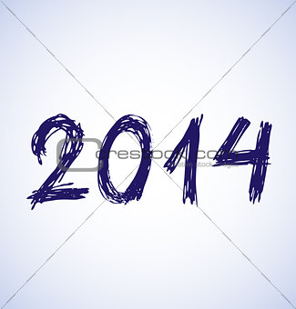 Blue new year 2014 in sketch style