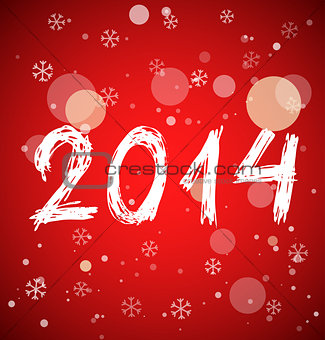 White new year 2014 on red background