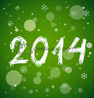 White new year 2014 on green background