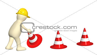 3d puppet with emergency cones