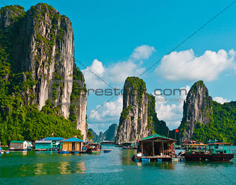 Floating fishing village in Halong Bay, Vietnam