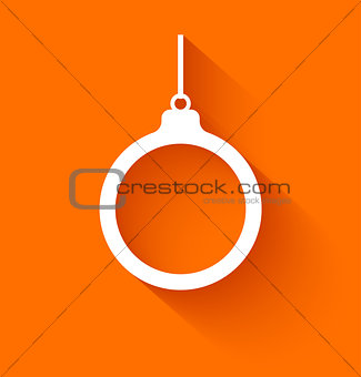 Abstract christmas ball in flat style on orange background