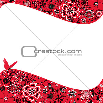 Abstract Flower Background With a Butterfly