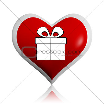 present box symbol in red heart banner