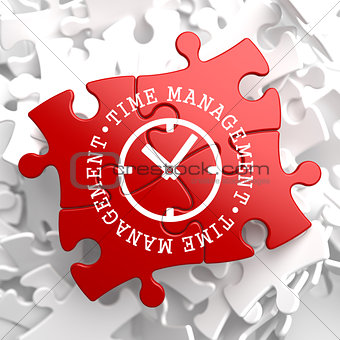 Time Management Concept on Red Puzzle.