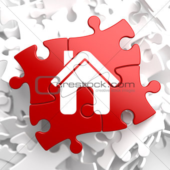 Home Icon on Red Puzzle.