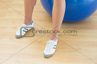 Woman's legs and exercise ball