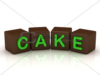 CAKE inscription bright green letters 