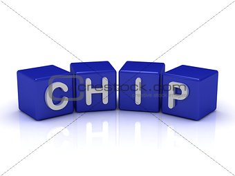 CHIP word on blue cubes 