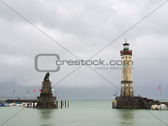 tower and lion in Lindau