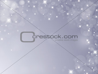 Silver background with snowflakes, bubbles and stars