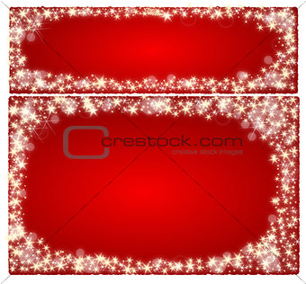 Frame christmas card on a red background with stars