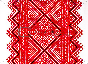 Ukrainian traditional national red and black ornament embroidery