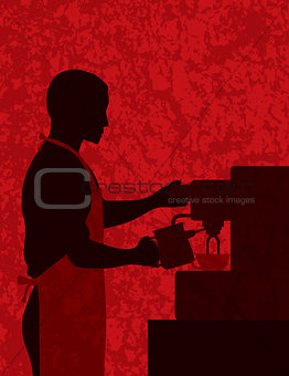 Male Coffee Barista on Textured Background Illustration