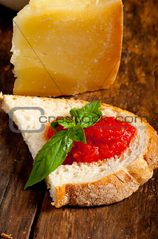 Italian fresh tomato and basil bruschetta