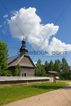 Old wooden rural church near Minsk, Belarus.