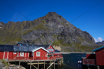 Red rorbu fishing huts