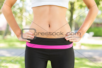 Mid section picture of toned belly from a woman